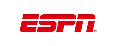 ESPN体育媒体品牌标志，红色字体配白色背景